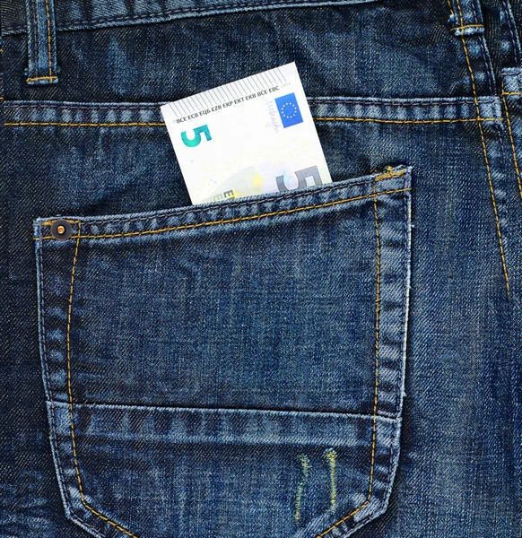 Five euro in pocket — Stock Photo, Image