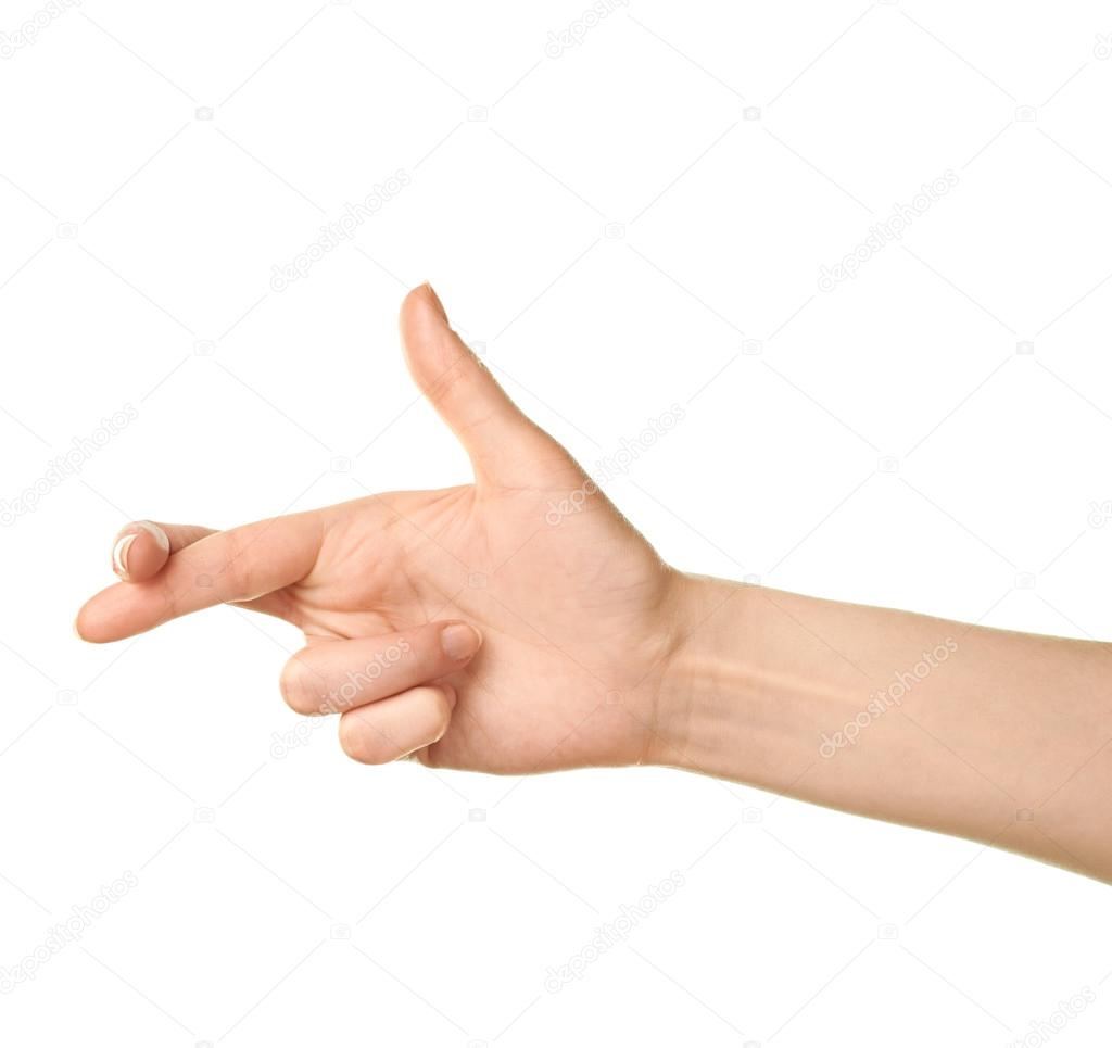 Female caucasian hand gesture