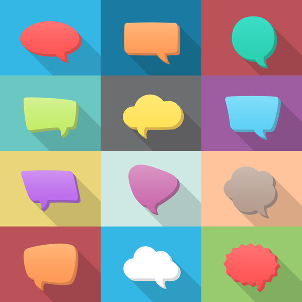 Flat style text bubble set