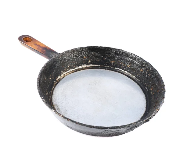Old burnt pan isolated — Stock Photo, Image