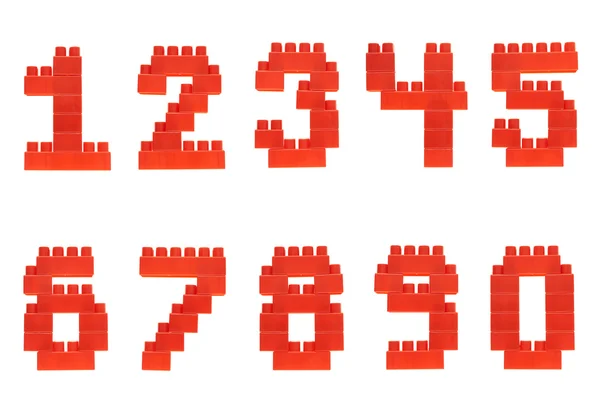 Conjunto de números feitos de tijolos de brinquedo — Fotografia de Stock