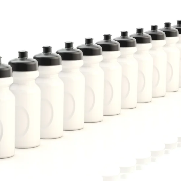 Lijn van plastic flessen drinken — Stockfoto