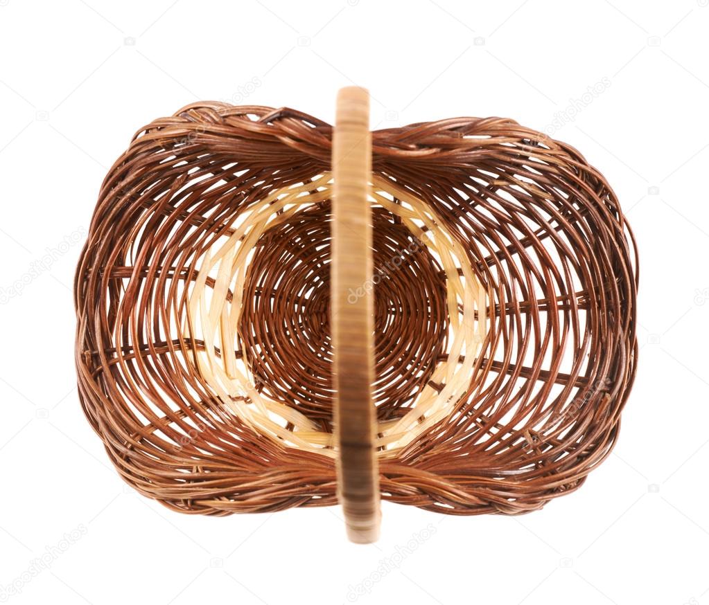 Brown wicker basket isolated