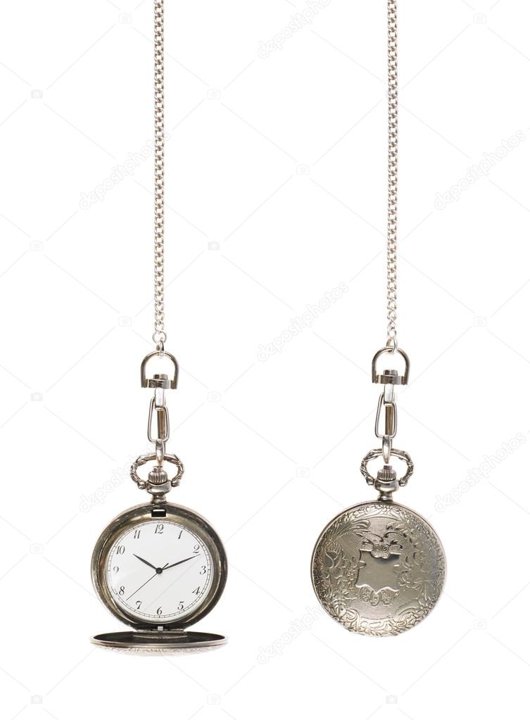 Closed and opened pocket watch