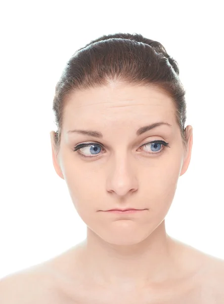 Portret van de jonge Kaukasische vrouw geïsoleerd — Stockfoto