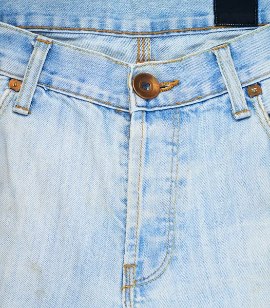 Closed denim jeans fly fragment — Stock Photo, Image