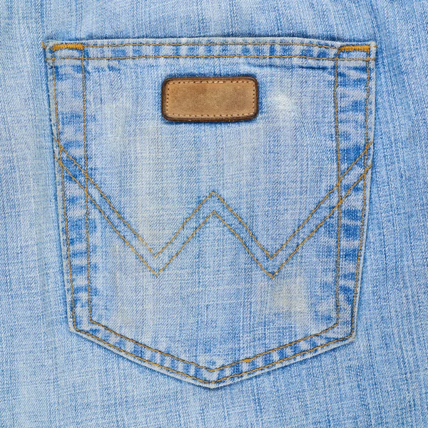 Denim jeans back pocket fragment — Stock Photo, Image