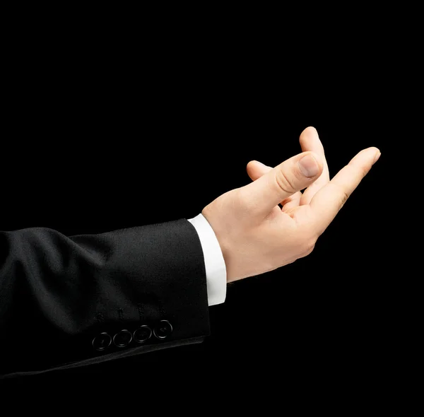 Caucasian male hand in a business suit isolated — Stock Photo, Image