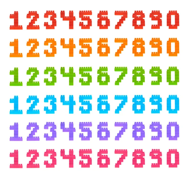 Conjunto de números feitos de tijolos de brinquedo — Fotografia de Stock