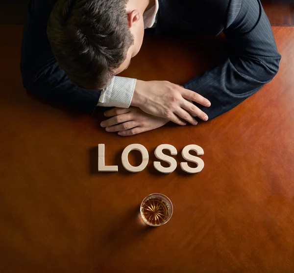 Word Loss and devastated man — Stock Photo, Image