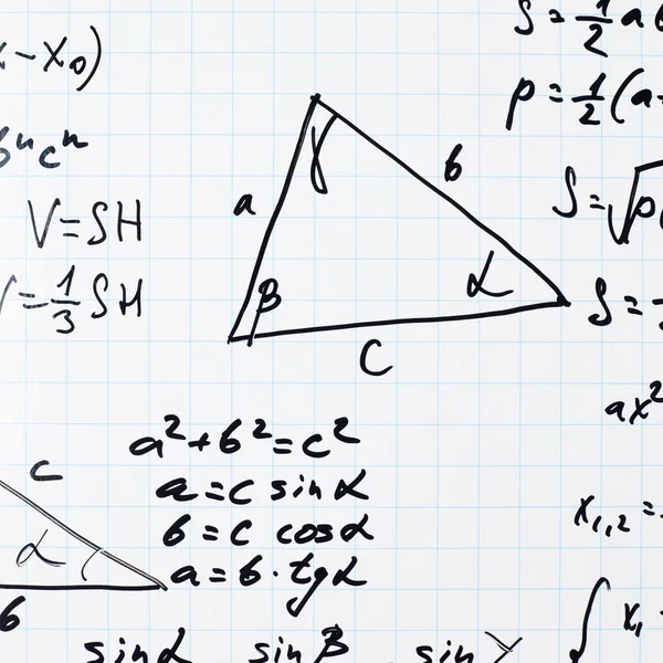 三角学数学方程和公式 — 图库照片