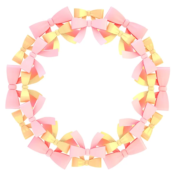 Round frame made of ribbon bows — Stock Photo, Image