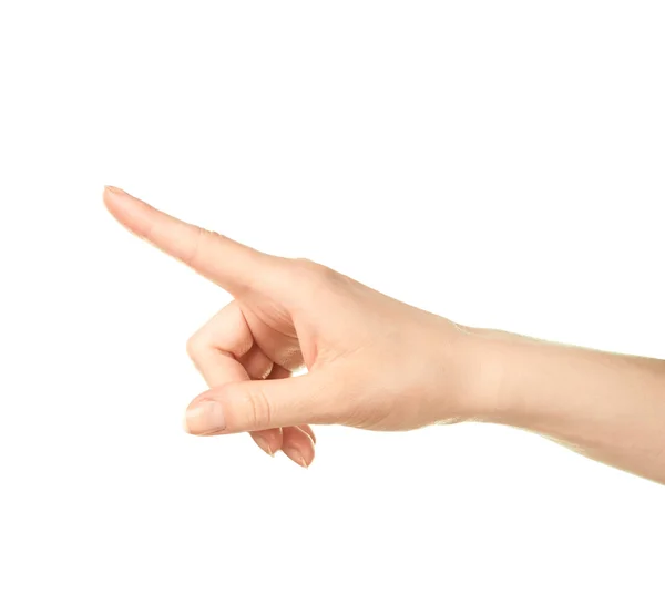 Female hand gesture of an index finger — Stock Photo, Image