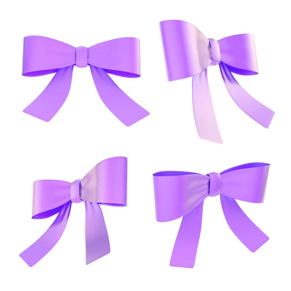 Violet ribbon bows set — Stock Photo, Image