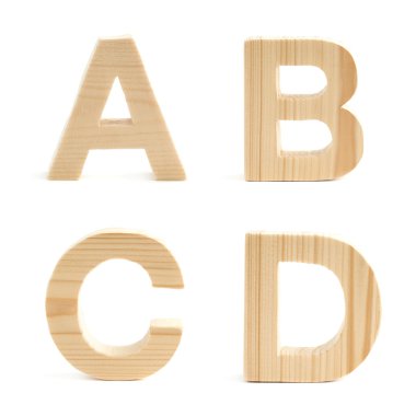 Ahşap blok mektup izole ayarla