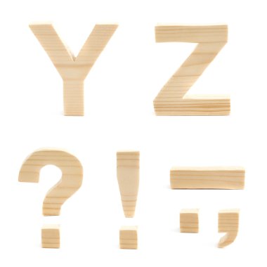 Ahşap blok mektup izole ayarla