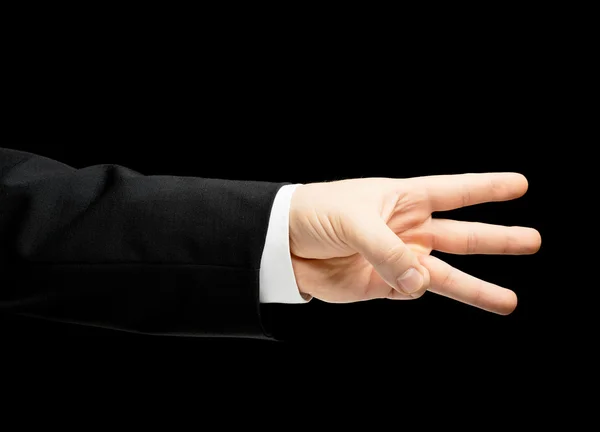 Kaukasische männliche Hand in einem Business-Anzug isoliert — Stockfoto