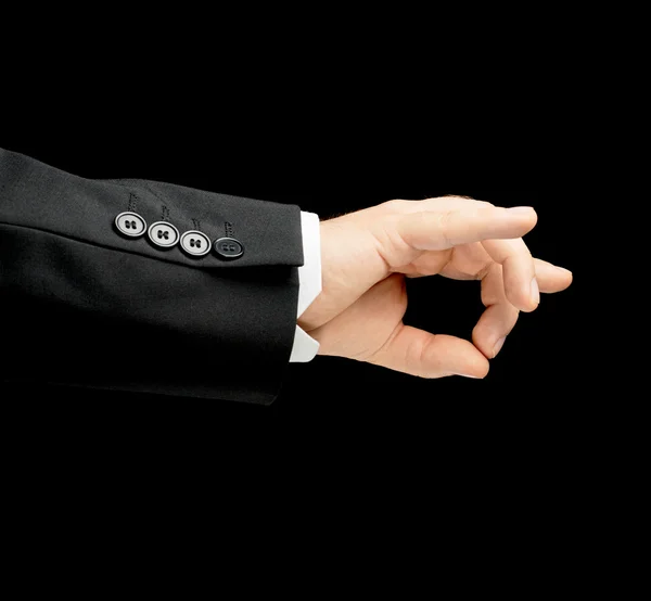 Caucásico mano masculina en un traje de negocios aislado —  Fotos de Stock