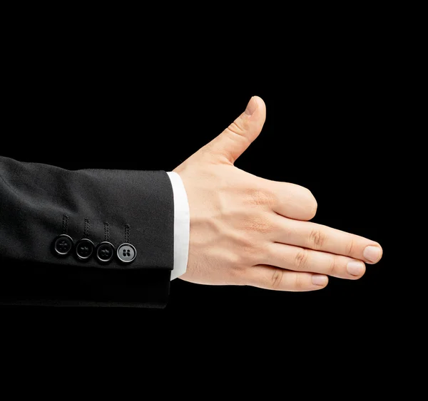 Caucásico mano masculina en un traje de negocios aislado —  Fotos de Stock