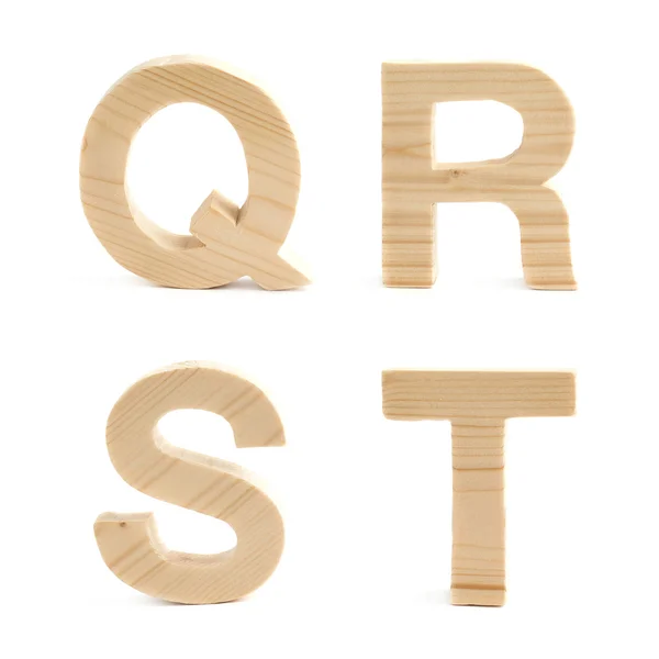 Conjunto de letras de bloque de madera aislado —  Fotos de Stock
