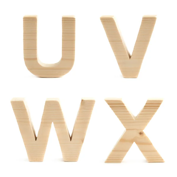 Set di lettere di blocco in legno isolato — Foto Stock