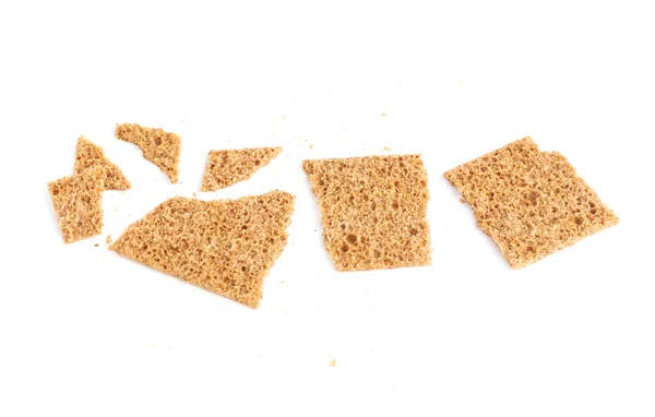 Broken bread cracker snack isolated — Stock Photo, Image