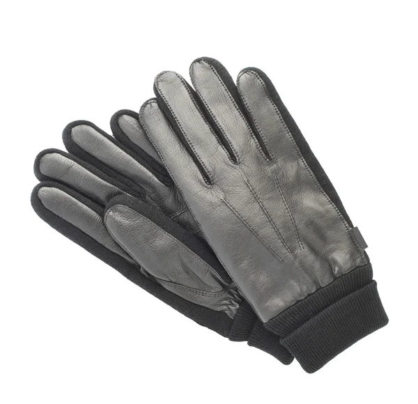 Black leather winter glove isolated — Stock Photo, Image