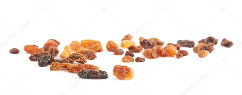 Spilled dried fruits raisins composition isolated