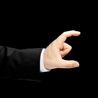 Erkek elinde beyaz izole iş kıyafeti