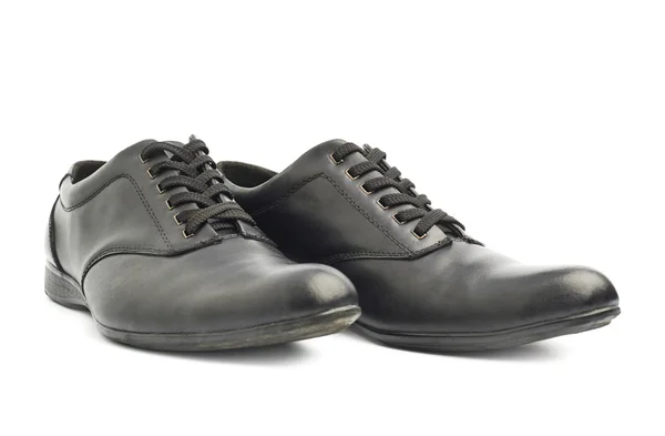 Klasické černé kožené boty, samostatný — Stock fotografie