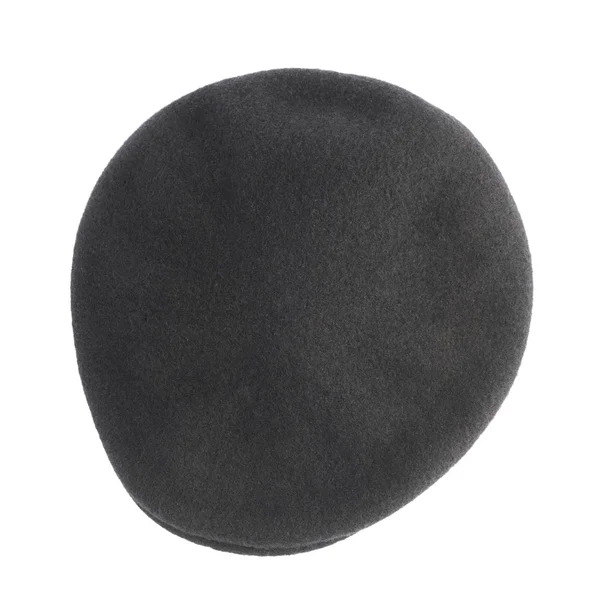 Berretto nero tessuto piatta coronata cappello isolato — Foto Stock