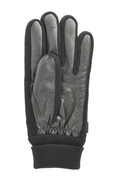 Siyah deri kış eldiven izole — Stok fotoğraf