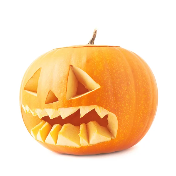 Jack-o '-lanterne testa di zucca arancione isolato — Foto Stock