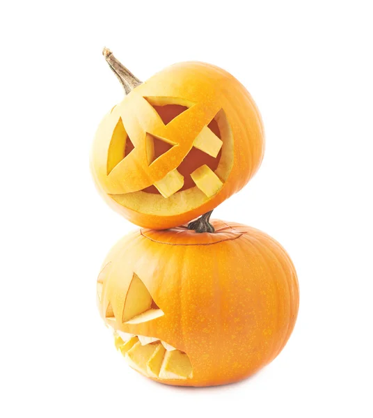 Two Jack-o'-lanterns pumpkin heads — Stock Photo, Image