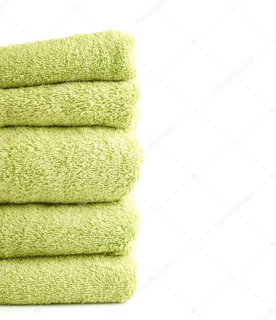 Terry cloth bath towels composition Stock Photo by ©exopixel 59310255