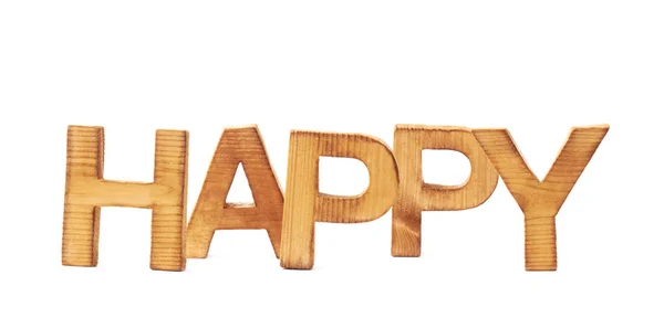 Wort glücklich aus Blockbuchstaben — Stockfoto
