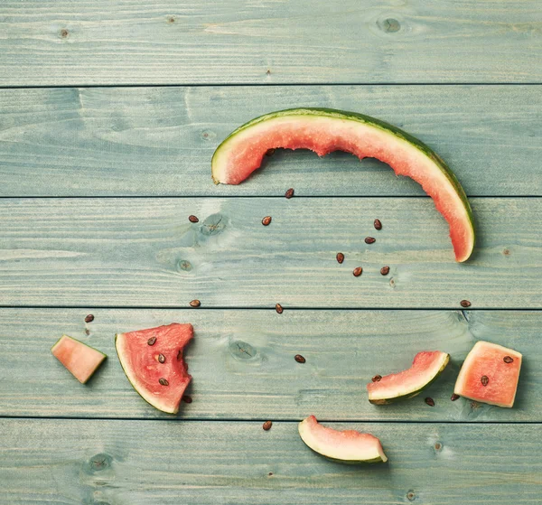 Eaten watermelon slices — Stock Photo, Image