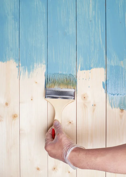 Process of painting boards — Stock Photo, Image