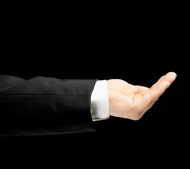 Erkek elinde beyaz izole iş kıyafeti