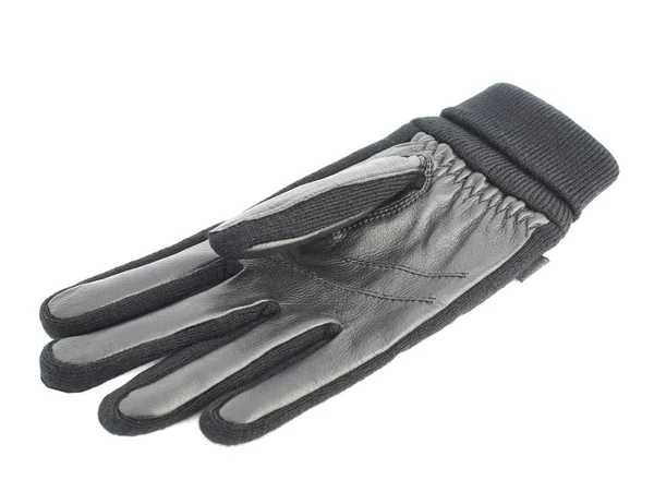 Black leather winter glove isolated — Stock Photo, Image