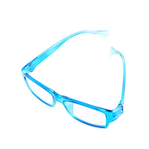 Blauwe plastic bril geïsoleerd — Stockfoto