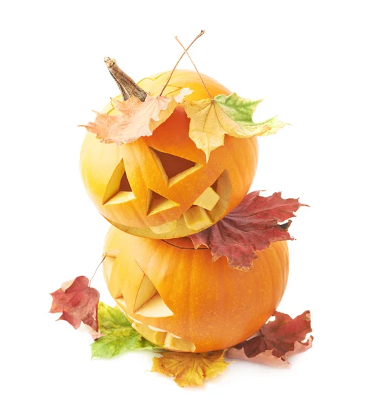 Due teste di zucca Jack-o-lanterne — Foto Stock