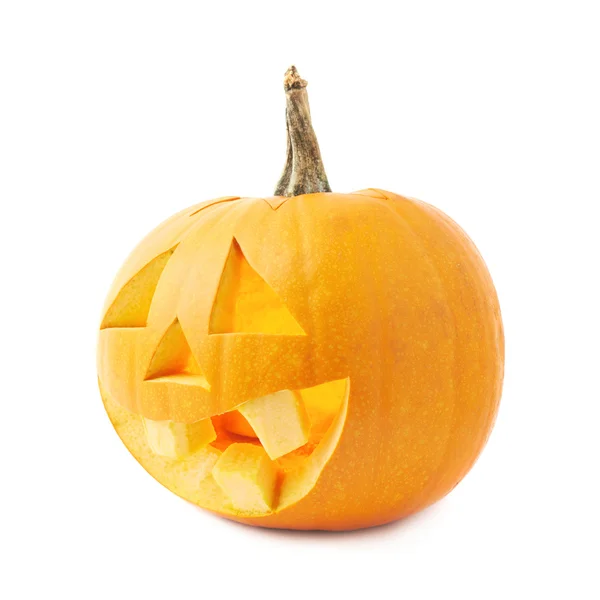 Jack-o-lanterne testa di zucca arancione isolato — Foto Stock