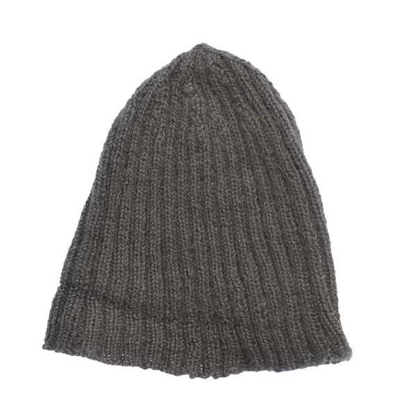 Černé pletené hlavy čepice, samostatný — Stock fotografie