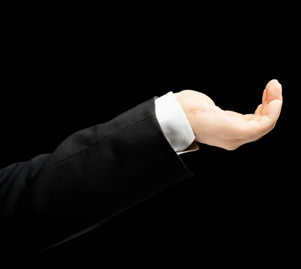 Caucasian male hand in a business suit isolated — Stock Photo, Image