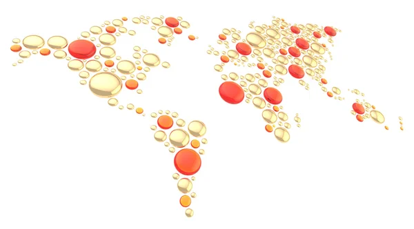 Světová mapa vyrobena z oblých tvarů — Stock fotografie