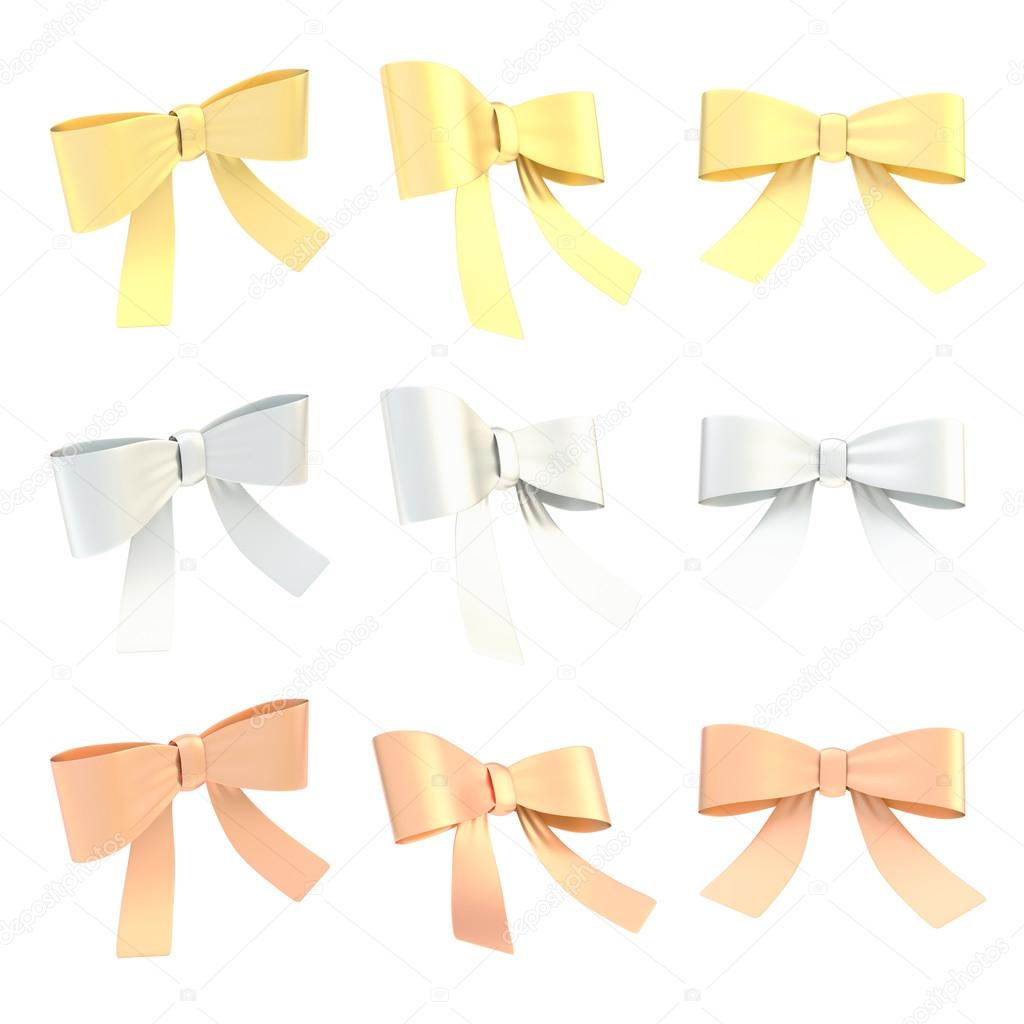Golden, silver, bronze ribbon bows