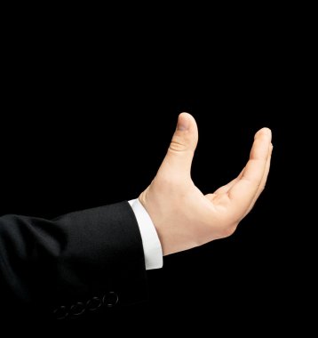 Erkek elinde beyaz izole iş kıyafeti