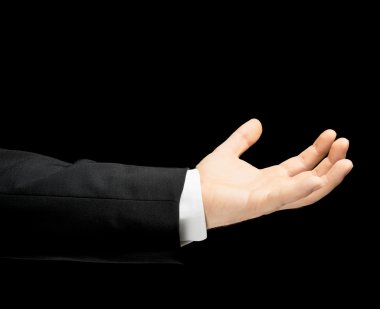 Erkek elinde beyaz izole iş kıyafeti