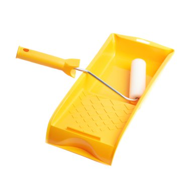 Yeni boya silindiri içinde bir tepsi